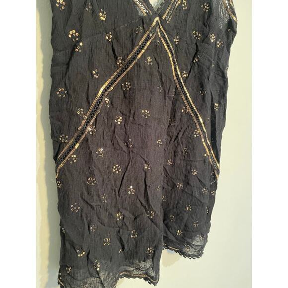 Free People Chloe Embroidered Slip Mini Dress in Black Size XS - Picture 4 of 10